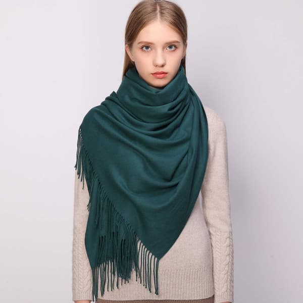 Damehalstørklæder Pashmina-sjaler og omslag til brudesjaler til kvinder vinter Grøn Green