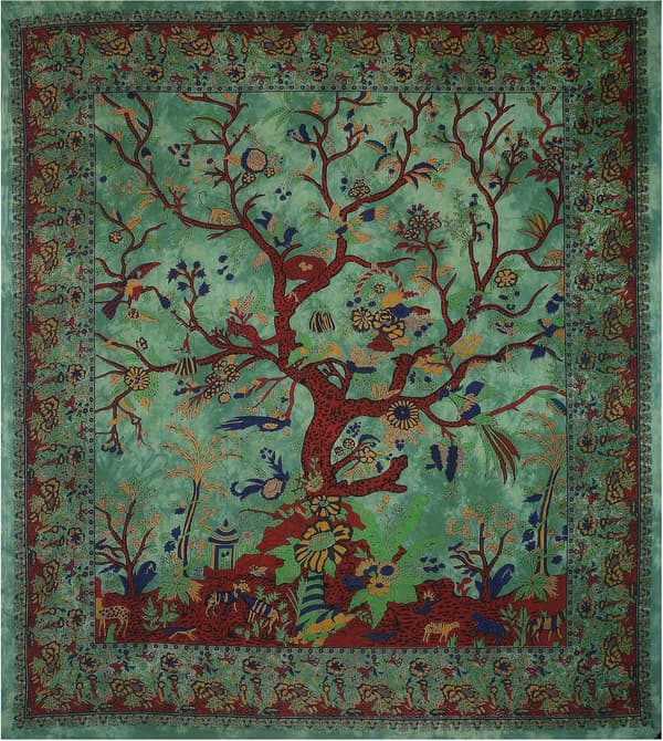 Kunstboks - Grønt Livets Tre veggteppe, 180 * 230cm