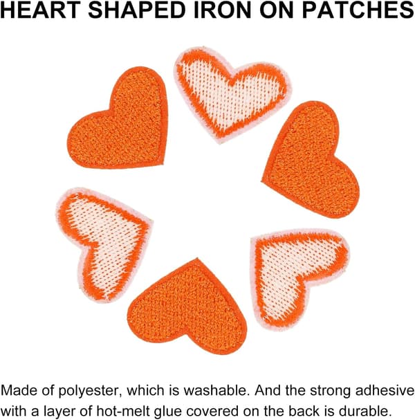 Hjerteformede strykemerker oransje 30-pakning 2,5 cm x 2 size_name 4mm x 35mm x 40mm