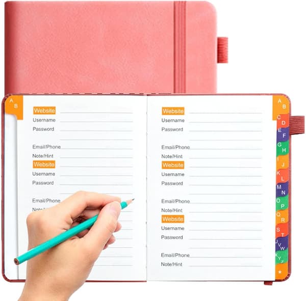 Password Address Book - Secure Website Password Book with Alphabetical Tabs | Account Details, Website Login Notebook Pink