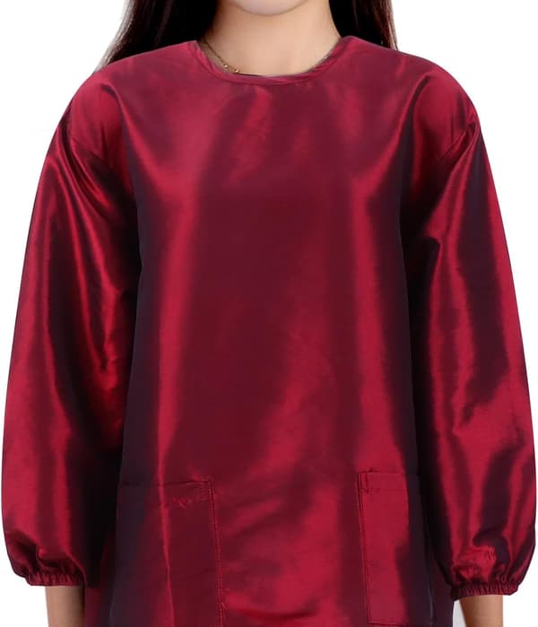 Frisörförkläde Långärmad Röd Polyamid Polyester