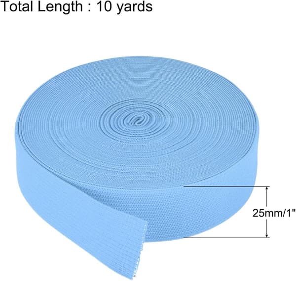 Elastiska band för sömnad 1\" 10 Yard Sky Blue Knit Spool Hög elasticitet Peruker, midjeband, byxor 1 tum x size_name 49FT,30AWG