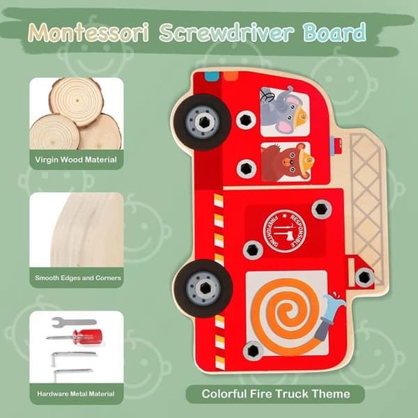 Montessori Toy - Busy Board - Educational Toy - Screwdriver Tool - Fine Motor Skill Development - Ages 3-6