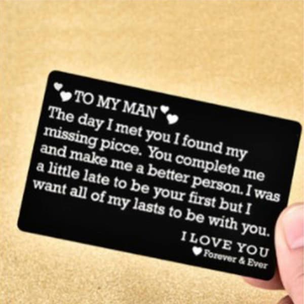 Metal Wallet Insert Card, Anniversary Gift for Husband, Boyfriend
