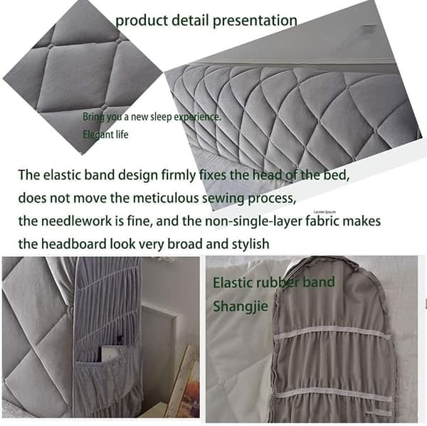 Sängynpäädyn päällinen, sängynpäädyn suoja paksu harmaa - 1,5m