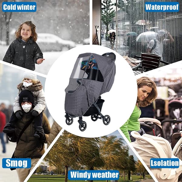 Universal Rain and Winter Cover for Strollers - Weatherproof, Waterproof, Snowproof - Stroller Accessory