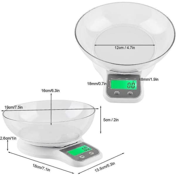 Digital Scale - Kitchen Scale, Multifunctional Digital Kitchen Scale with Bowl (2 Colors)(White)