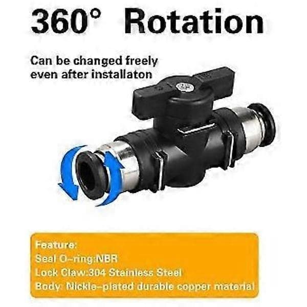 6mm Push Connect Ball Valve 6mm Air Flow Control Valve Quick Release Fittings 3-Pack