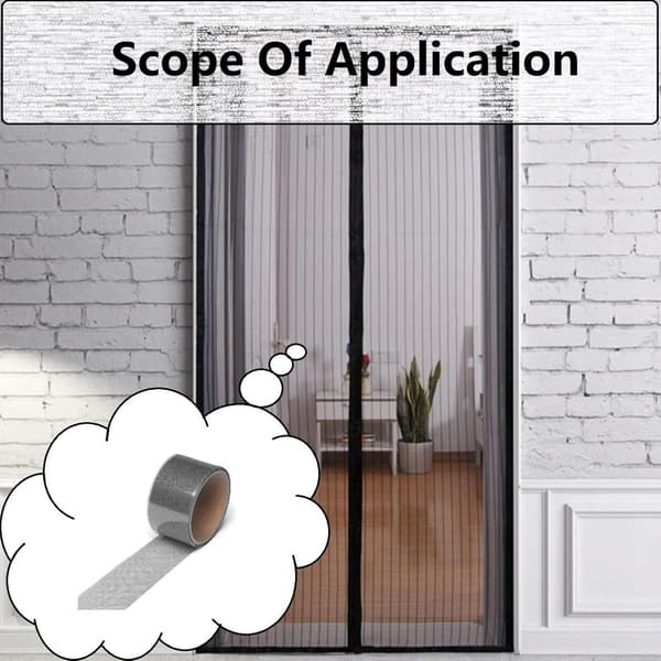 Fiberglass Window Screen Repair Kit, 2 Pieces 5x200cm Black, Mosquito Net Tape for Doors and Windows