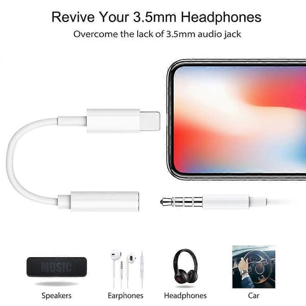 Lightning 8Pin Han til 3,5 mm Hun Port Lydkabel til iPhone X/8/8 Plus osv.