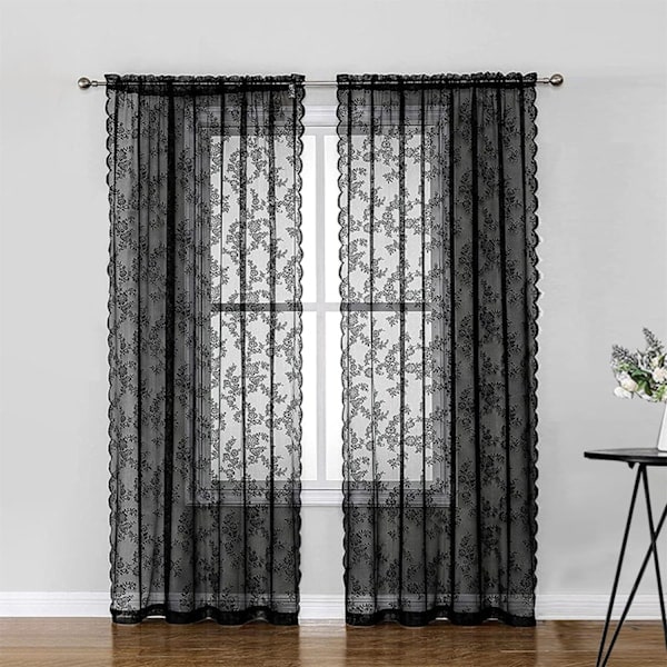 INF Sorte blonde gardiner 2 stk. Sort 100 x 200 cm