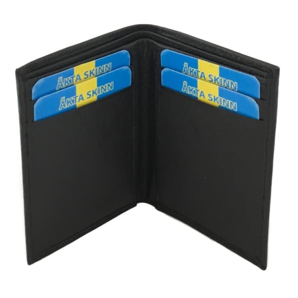 Small card holder with two bill compartments, genuine leather Black one size