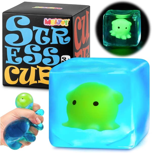Selvlysende blæksprutte Squishy Stresskube, Sensorisk Fidget-legetøj til lindring af autisme og angst, Påskekurvfyld Octopus2 Octopus2