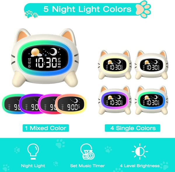 1 pc cat alarm clock children's alarm clock education day and night