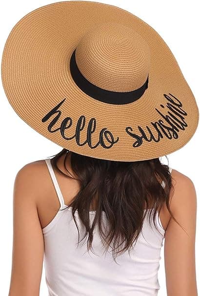 Dame Floppy Hat Stråhat Bred Skygge Solhatte Åndbare Myrer