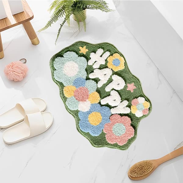 Non-Slip Bath Mat, Soft Microfiber Bathroom Rug, Machine Washable Absorbent Shower Mat for Bathroom, Kitchen, Bedroom