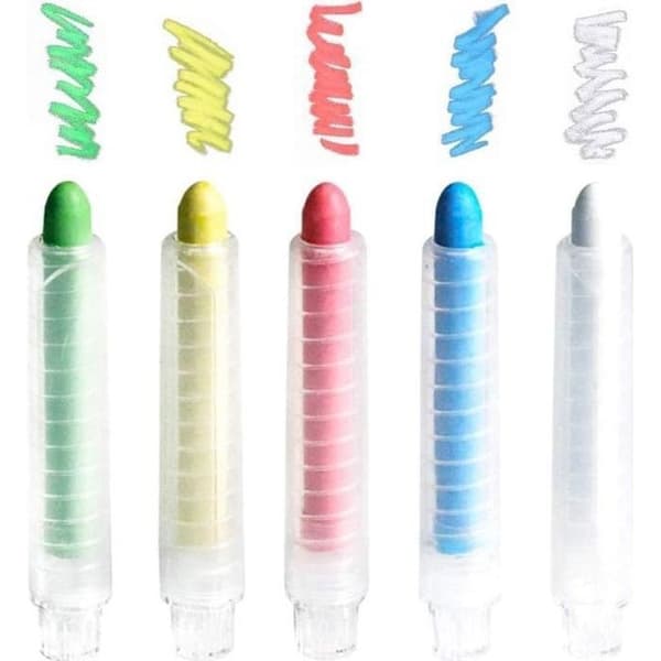 Färgade kritpennor - ZGEER - 5-pack - Dammfria - Tvättbara - Giftfria