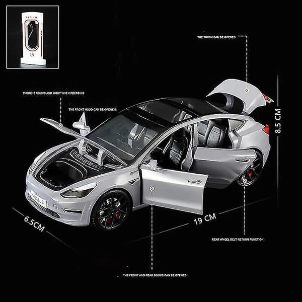 1:24 Tesla Model 3 Model Y Model S Model X Legering Diecast Bilmodell Lyd Og Lys Barneleke Samleobjekt Bursdagsgave Roadster Hvit