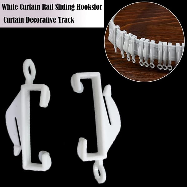 (White) Curtain Track Gliders, Curtain Hooks, 50 Pcs Curtain Hooks