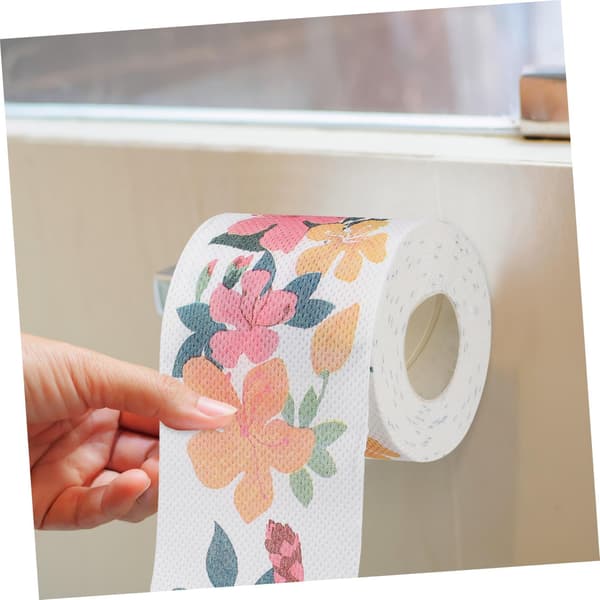 Floral Print Toilet Paper, Standard Roll, 2 Rolls, Decorative Pattern, Soft Absorbent Paper