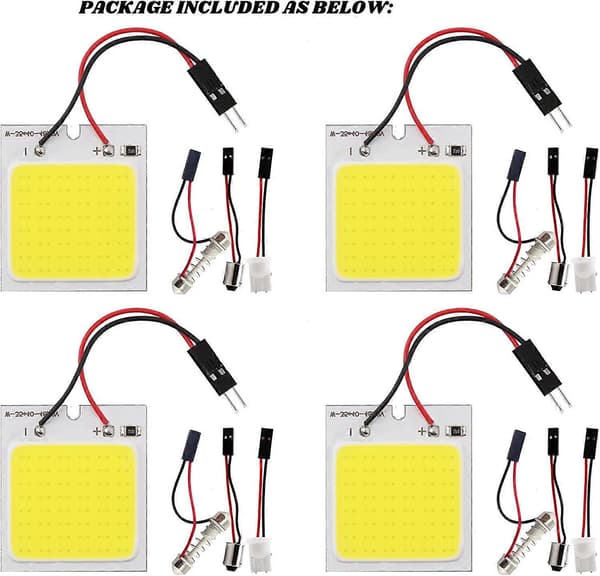 4-pack Vita LED Panel Kupollampor, COB 48-SMD LED Interiörbillampor Bil LED Interiör Kupollampor