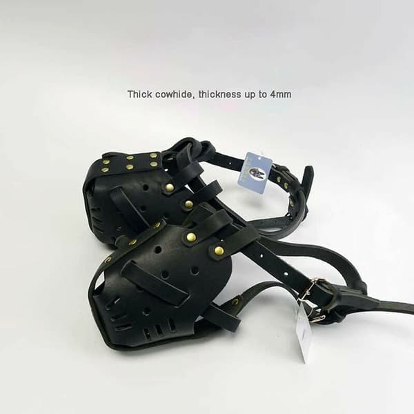 Basket Muzzle for Large Dogs, Anti-Bite Leather Training Muzzle for German Shepherd Doberman[JUN]