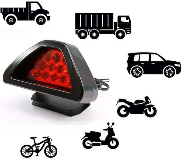 Red Taillight with 12 LED, 12V Universal 3rd Brake Light, Strobe Taillight, White Light and