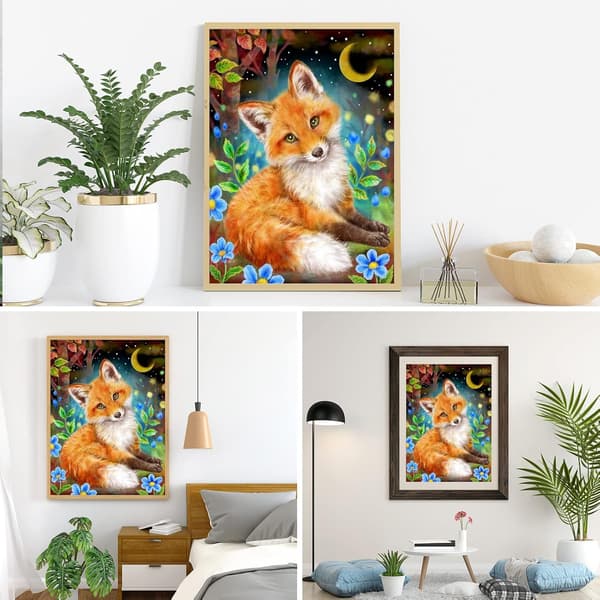 30 x 40 cm DIY 5D Diamantmaleri Ræv F