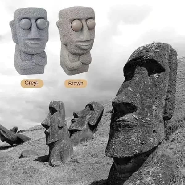 Påske Moai Statue Klemmelegetøj, Stresslindrende Fidgetlegetøj med Poppende Øjne, Stendesign (3)(Ho)