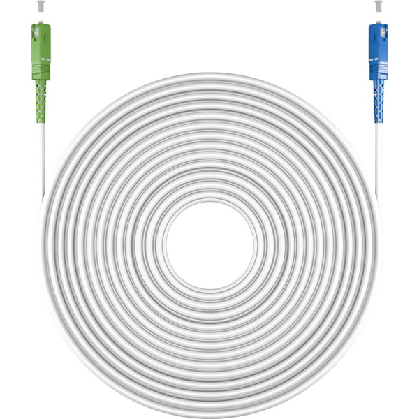 Fiberoptisk kabel (FTTH), Singlemode (OS2) Hvid, vit (Simplex), 15 m Vit