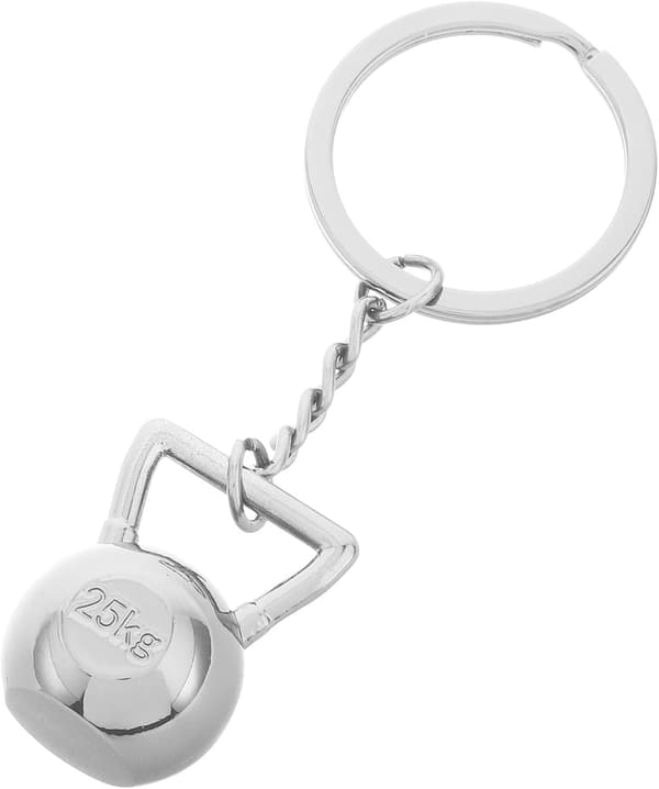 Kettlebell Nyckelring Träningsberlock för Gymälskare, Zinklegering Silver