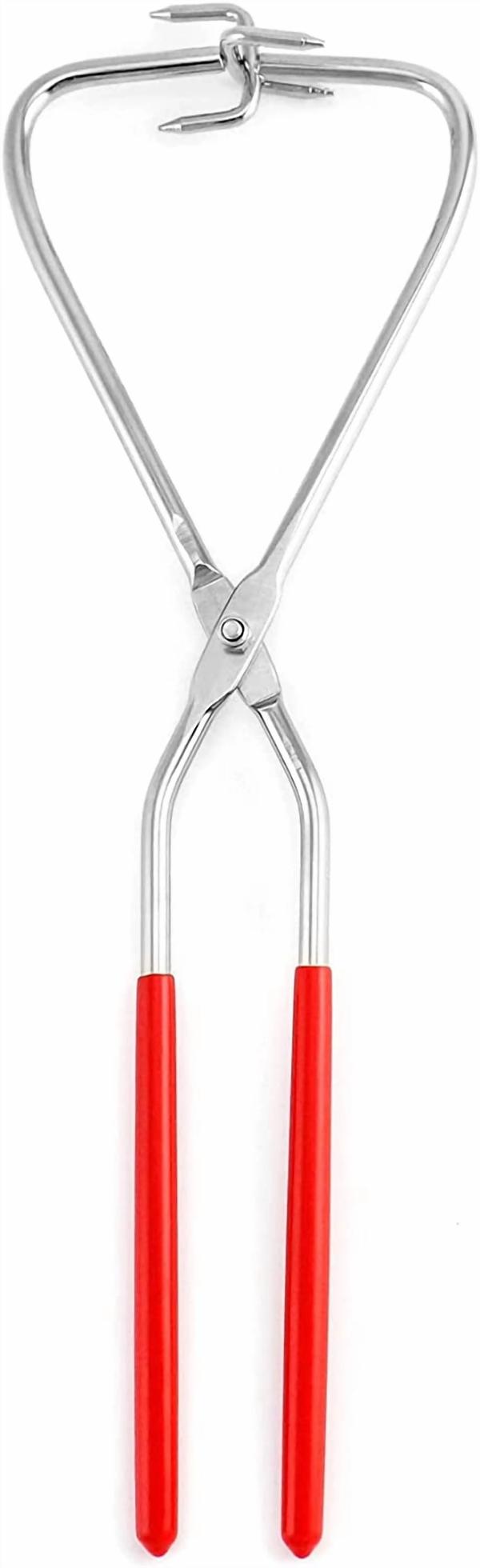Ceramic Dipping Tongs 2-pack, Stainless Steel Glazing Tool for Clay Modeling and Sculpture, Red Handle