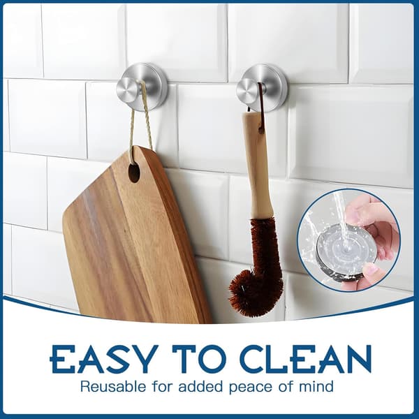 4 pcs Suction Cups without Drilling, Stainless Steel Suction Cups, Bathroom Suction Hooks | Reusable Bath Towel Hooks, Suction Cups, Shower Hooks
