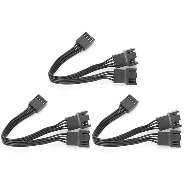 3 stk 4-pins 1 til 2 kablet Y-splitter adapterkabel for datamaskinkabinettvifte strømforsyning
