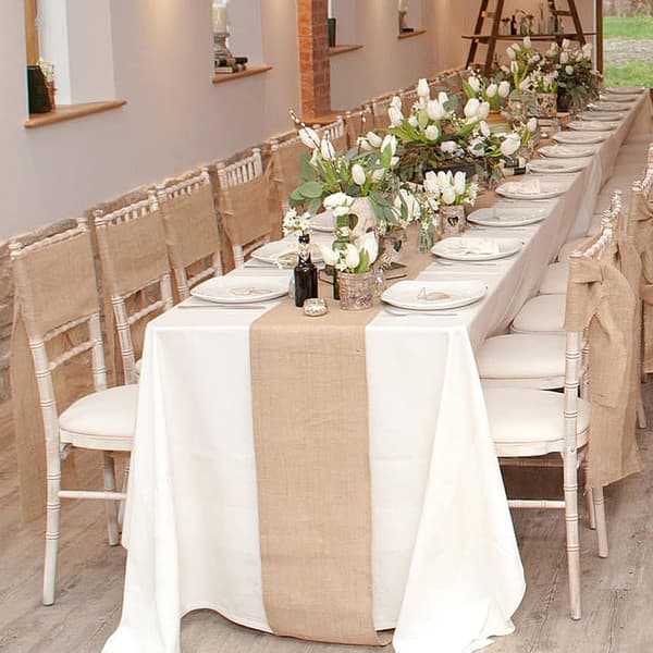 30cm*10M Burlap Table Runner Jute Table Runner Sewn Edges for Wedding Festival Party Decorations