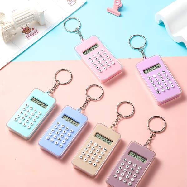 3-pack Mini Calculator, Cute Maze Keychain Calculator, 8-Digit Display Small Basic Fully Functional Calculators