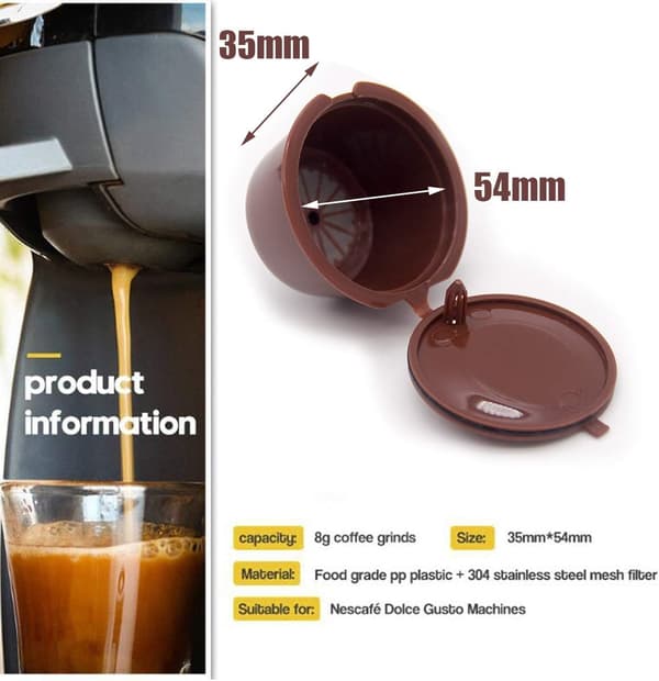 6 stk gjenbrukbare, påfyllbare kaffekapsler