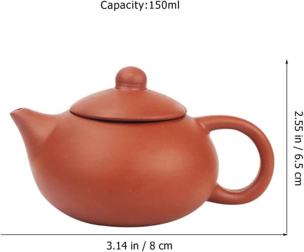 Handmade Antique Purple Clay Teapot with 4 Cups, Ceramic Pu-erh Tea Brewing Pot
