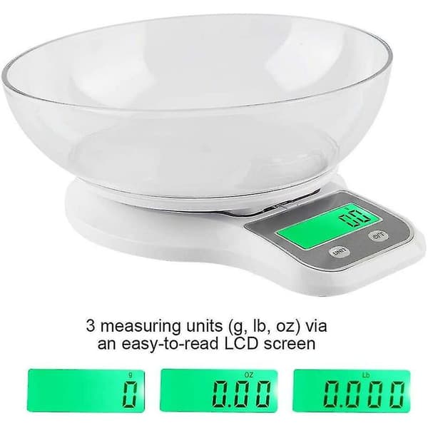 Digital Scale - Kitchen Scale, Multifunctional Digital Kitchen Scale with Bowl (2 Colors)(White)
