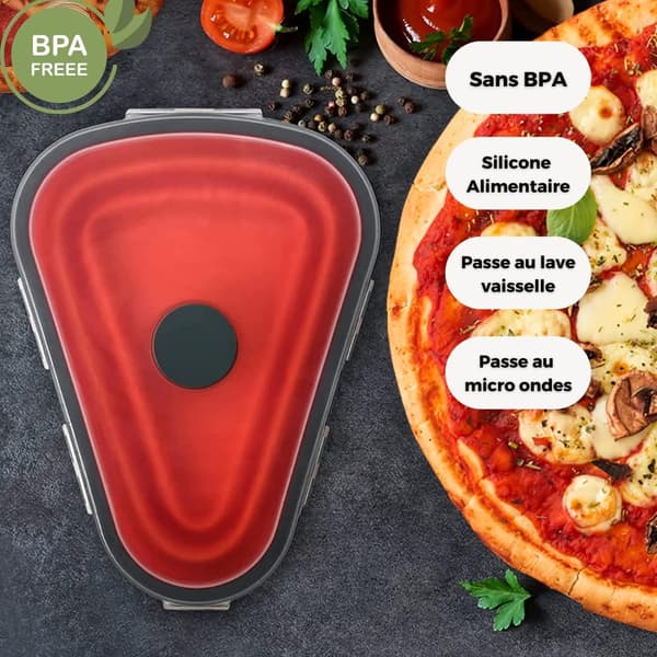 Rød, 1 stk., fødevaregodkendt silikone pizzaboks, sammenklappelig og genanvendelig