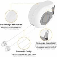 Outdoor Retractable Clothesline, 13m Extendable Wall Mounted Clothesline