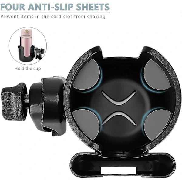 (Pow yeah!) Universal Adjustable Cup Holder with Phone Holder for Stroller, Wheelchair, Rollator, Bicycle, Scooter