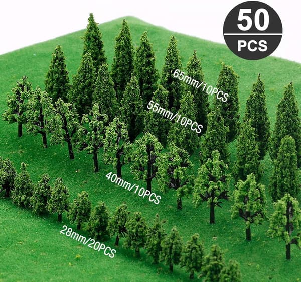 50 modelltrær, 3D-modelltrær, mikrotremodeller, modelljernbane tr-FA8-