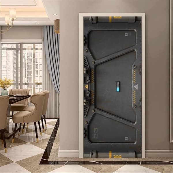 30,3\"x78,7\" 3D Door Sticker Self-Adhesive - Sci-fi Door with Key