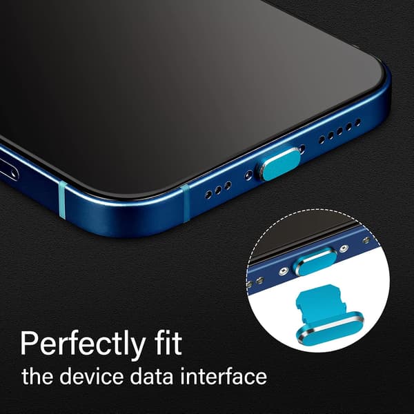 (Dark Blue) 4 Dust Plugs Compatible with iPhone 11, 12 Dust Plug Charging Port Protector Compatible with iPhone 11, 12, Pro, Max/X/XS/XR, 7, 8 Plus, iPad Mini/Air