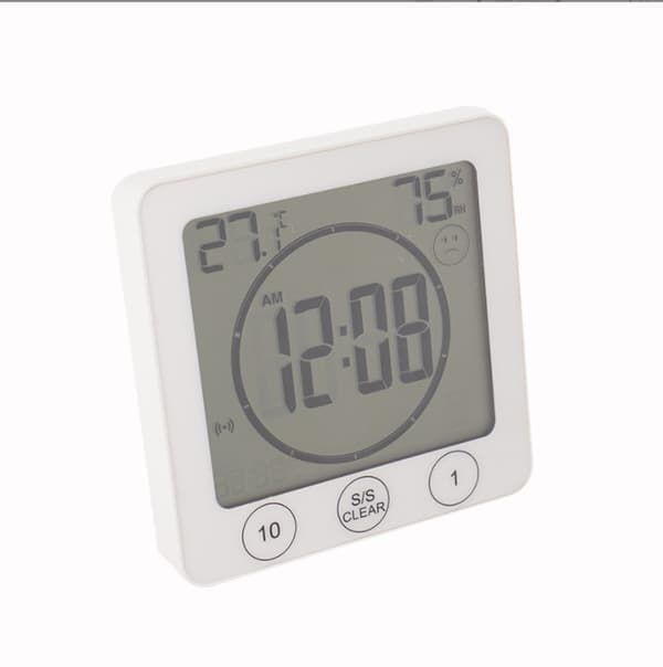 Badeværelsesur, Vandtæt Touch Control Brusebadsur, LCD-ciffer