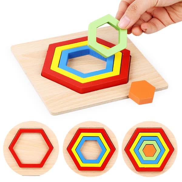 Trepuslespill for småbarn Montessori Formsorteringspuslespill