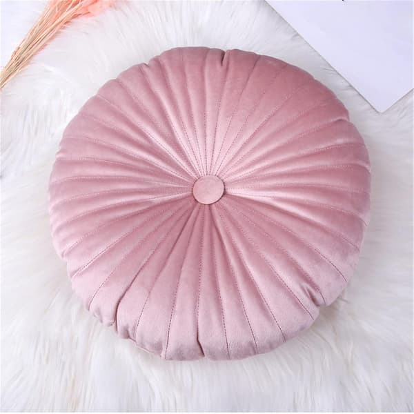 Gresskarformet Gulvpute - Rund for Bilsete, Stol, Sofa og Seng (35cm, Rosa)