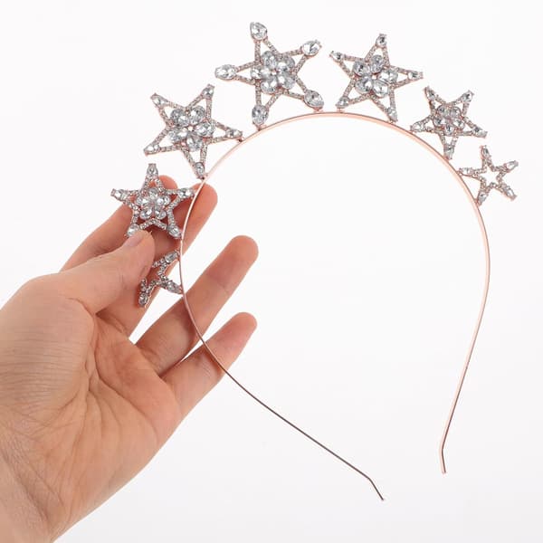 2 stk Krystall Rhinestone Stjerne Tiara Pannebånd for Kvinner Brude Bursdagsfest Hårtilbehør Sølv og Rosegull Hodeplagg Sett