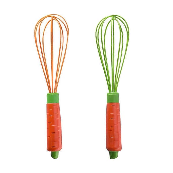 Egg Whisk Silicone Whisk for Mixing Stirring in Kitchen 2-Pack Carrot Shape Handle